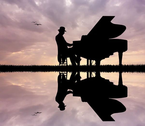 Pianist at sunset — Stock Photo, Image