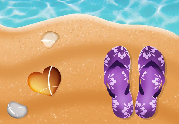 Flips-flops on the beach — Stock Photo, Image