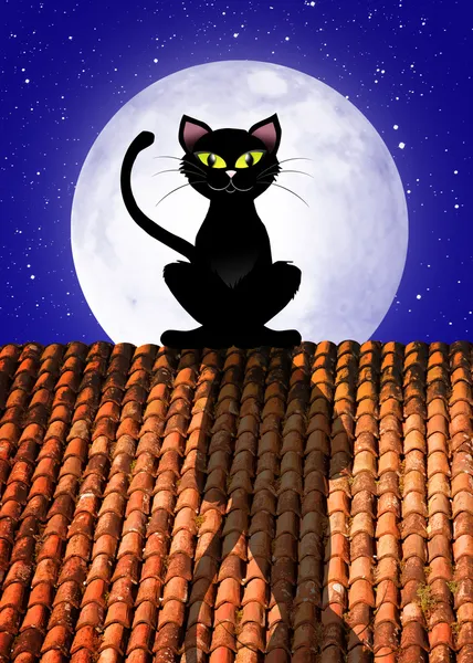 Macska a tetőn — Stock Fotó