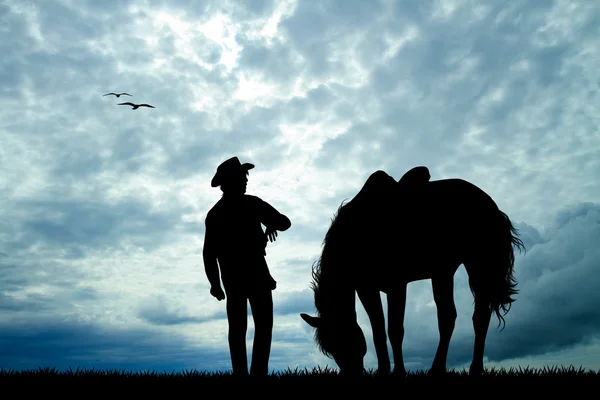 馬を持つ男 — ストック写真