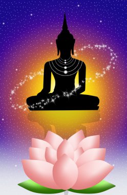 Buddha ve lotus çiçekleri