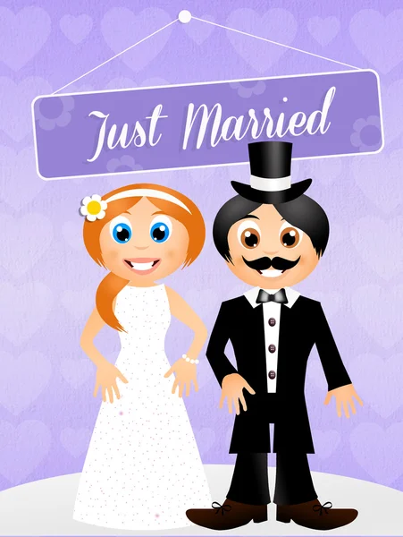 Bride and groom cartoon — Stock Photo, Image