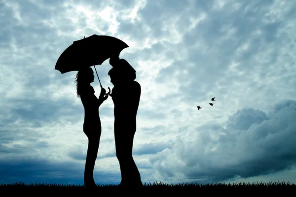 Couple sous la pluie — Photo