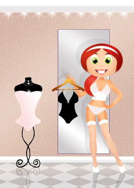 Donna compra lingerie — Foto Stock
