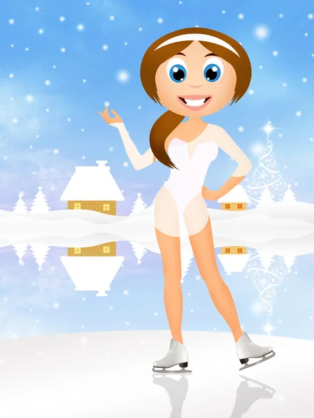 Mädchen Schlittschuhlaufen auf Eis — Stockfoto