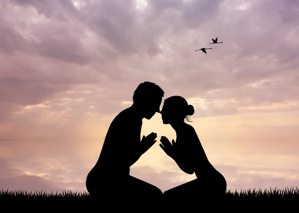 Paar in Meditation — Stockfoto