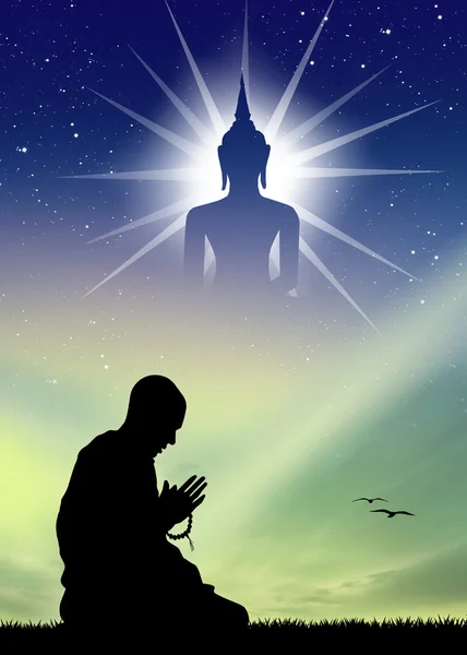 Homem que reza ao Buda — Fotografia de Stock