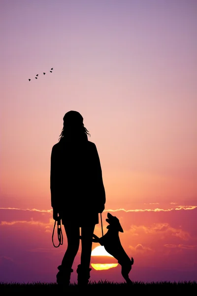 Chica con perro — Foto de Stock