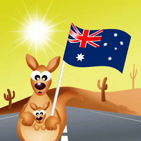 Kenguru, az ausztrál zászló — Stock Fotó