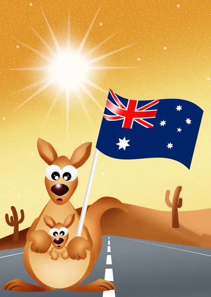 Kenguru, az ausztrál zászló — Stock Fotó