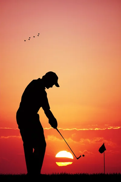 सूर्यास्तावर गोल्फ — स्टॉक फोटो, इमेज