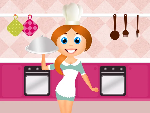 Girl cooks — Stock Photo, Image