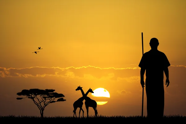 Masai bei Sonnenuntergang — Stockfoto