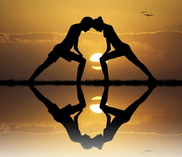 Yoga at sunset — Stock Photo, Image