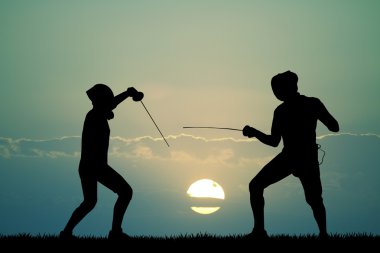 gün batımında Fencer