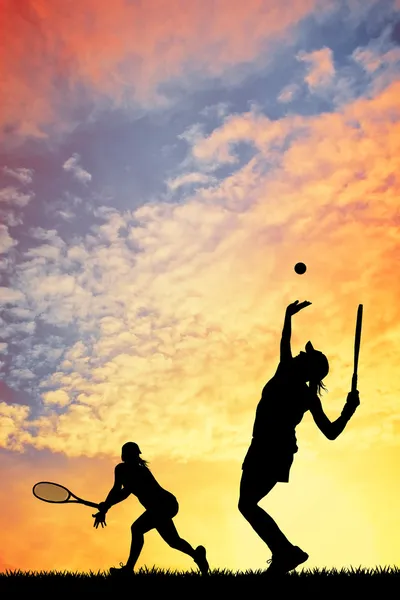 Tennis al tramonto — Foto Stock