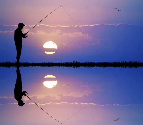 Риболовля на заході сонця — стокове фото