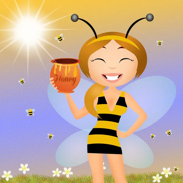 Vestito ragazza con ape — Foto Stock