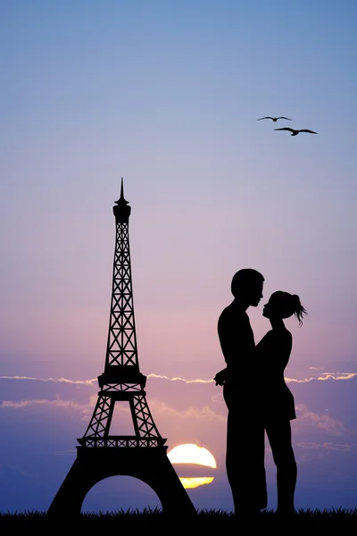 Całowanie w Paryżu — Zdjęcie stockowe