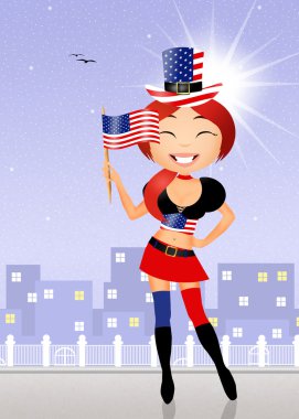 4 Temmuz için Amerikalı bir kız