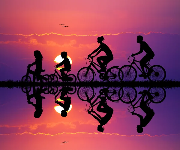 Aile Bisiklete binme — Stok fotoğraf