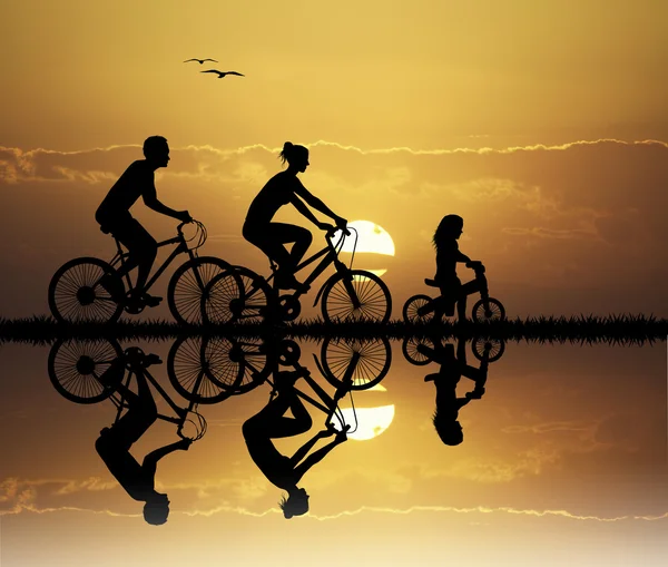 Family cycling — Stock Photo, Image