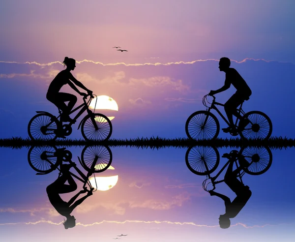 Rodziny na rowerze — Zdjęcie stockowe