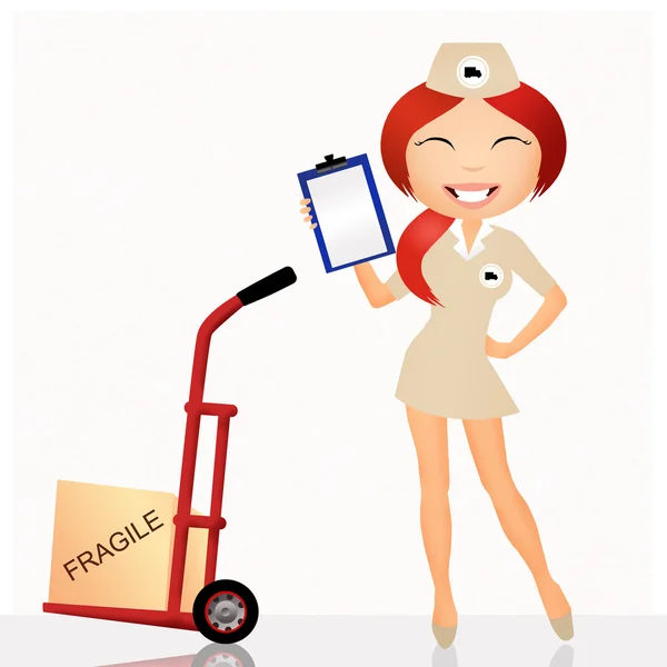 Parcel delivery girl — Stock Photo, Image