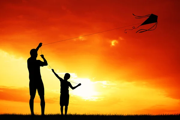 Father and son with kite — Stock Photo, Image