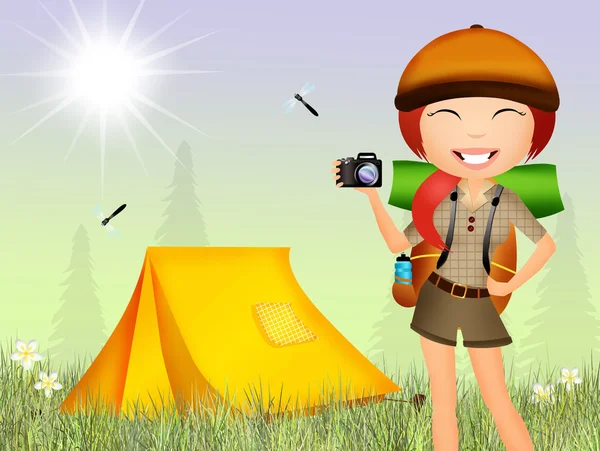 Chica en camping —  Fotos de Stock