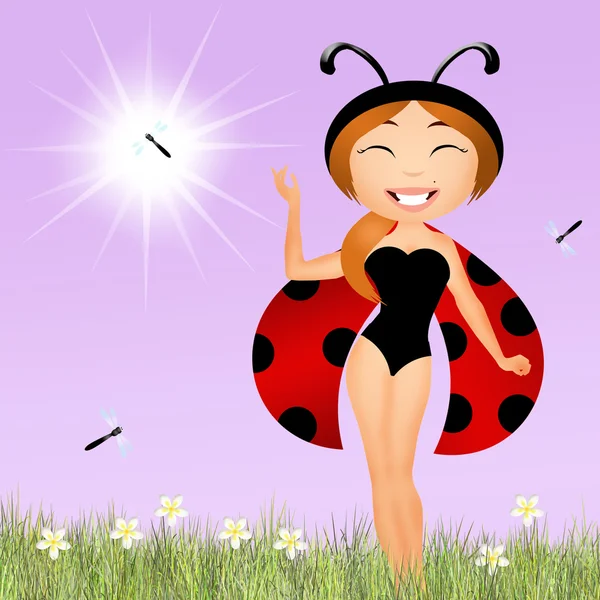 Ragazza coccinella — Foto Stock