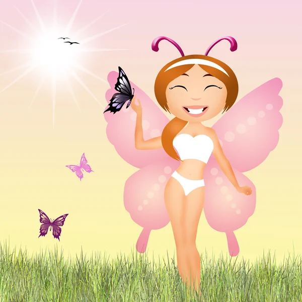 Chica mariposa — Foto de Stock