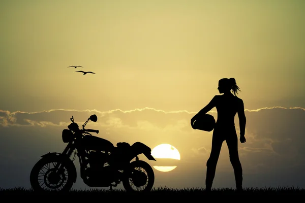 Motorradfahrerin — Stockfoto