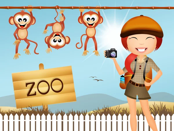 Menina no zoológico — Fotografia de Stock