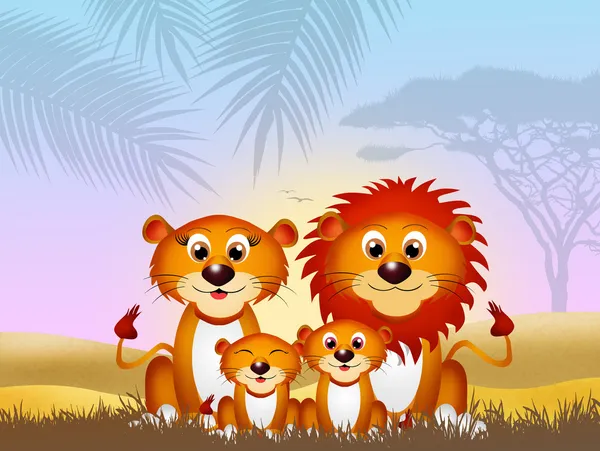 Famille des lions — Photo