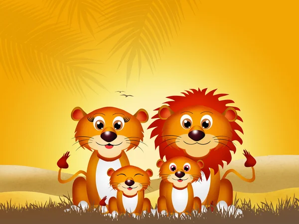 Familjen av lejon — Stockfoto