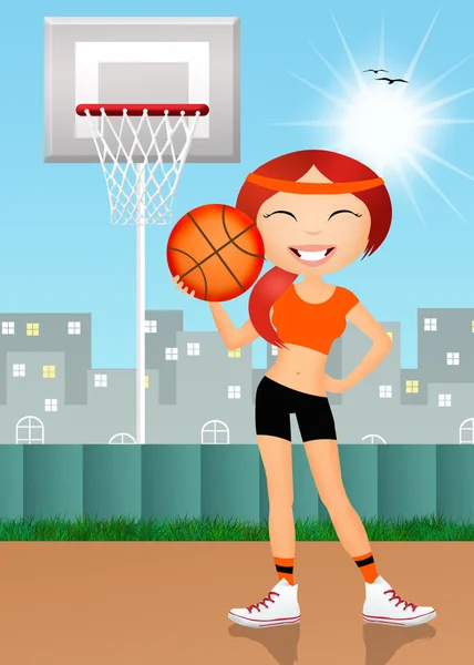 Дівчина грати в баскетбол — стокове фото
