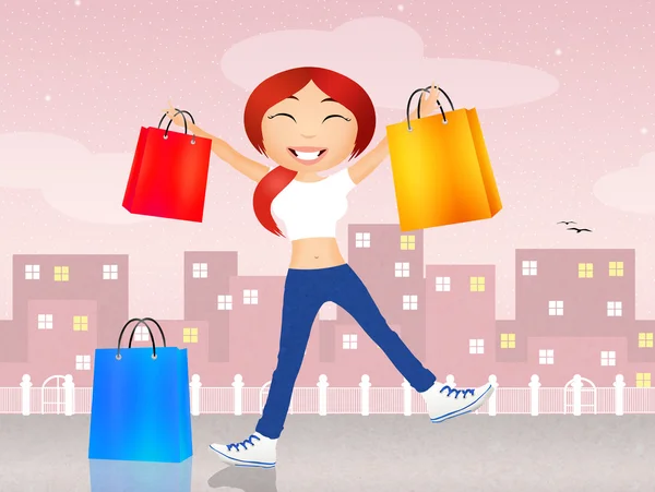 Mädchen gehen einkaufen — Stockfoto