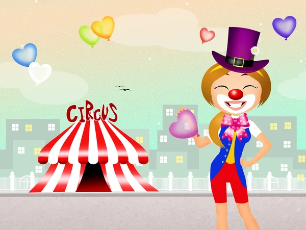 Clown på cirkus — Stockfoto