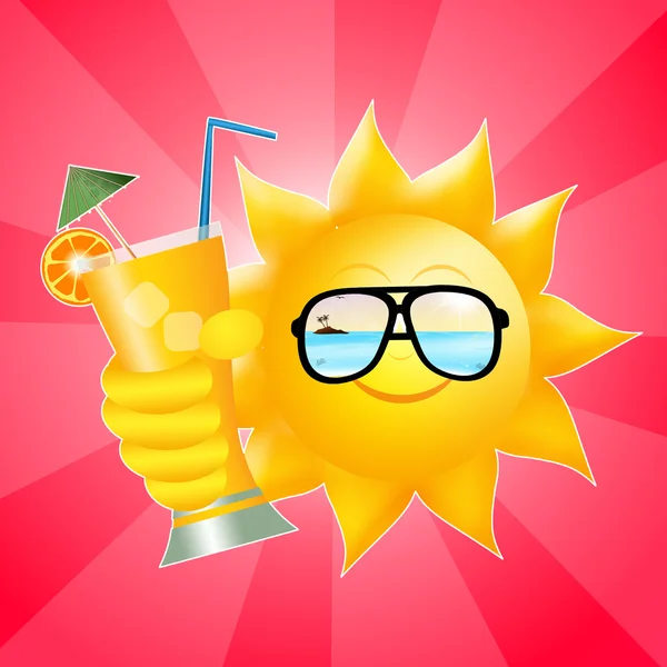 Sun with cocktail — Stock Photo, Image