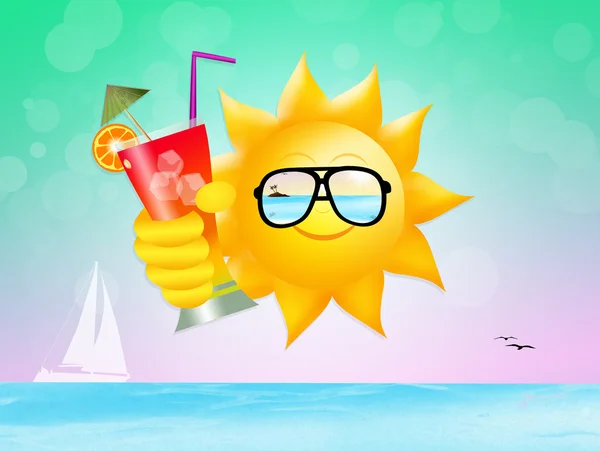 Sun with fresh cocktail — Stock Photo, Image