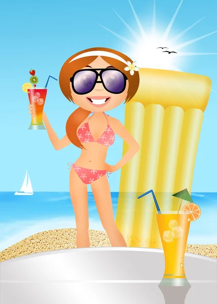 Girl drink cocktail in summer — Stock Photo, Image