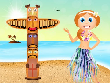 Hawaiian kız ve totem