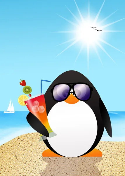 Pingvin på semester — Stockfoto