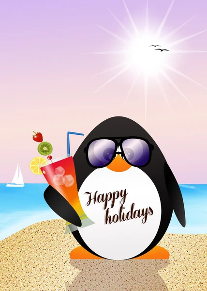 Pinguin im Urlaub — Stockfoto