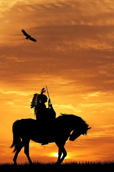 Indisk man siluett vid solnedgången — Stockfoto