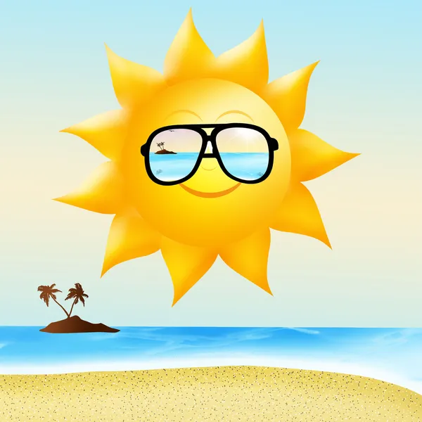 Sun with sunglasses — Stock Photo, Image