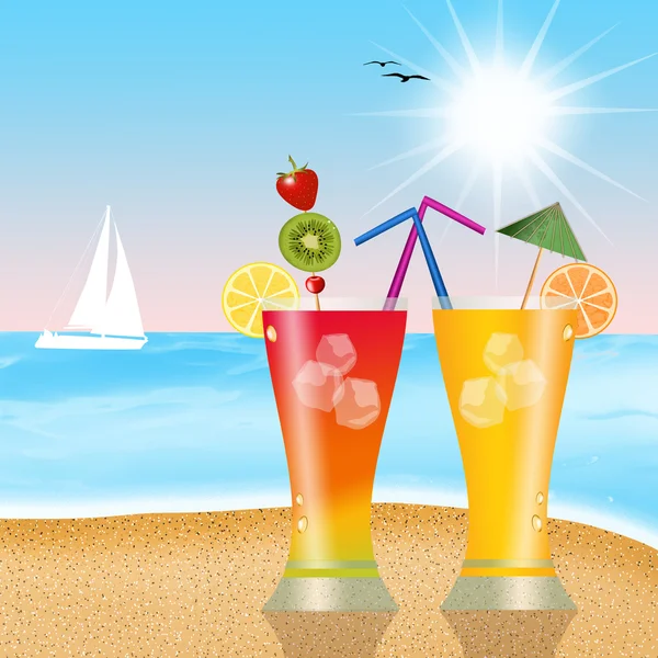 Cocktails on the beach — Stock Photo, Image