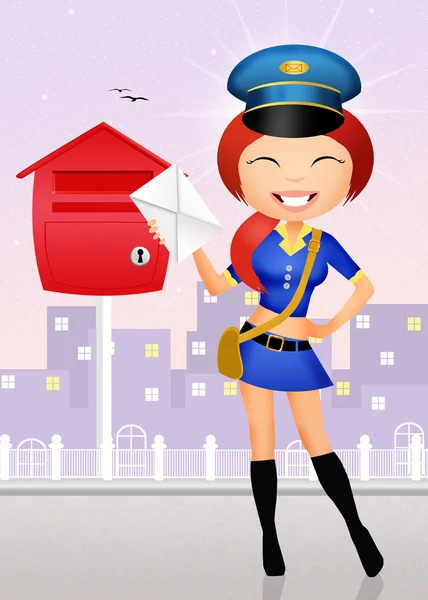 Girl postman — Stock Photo, Image