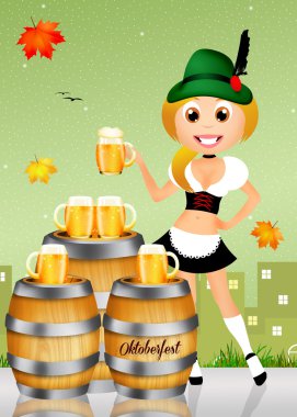 Oktoberfest kız hizmet bira